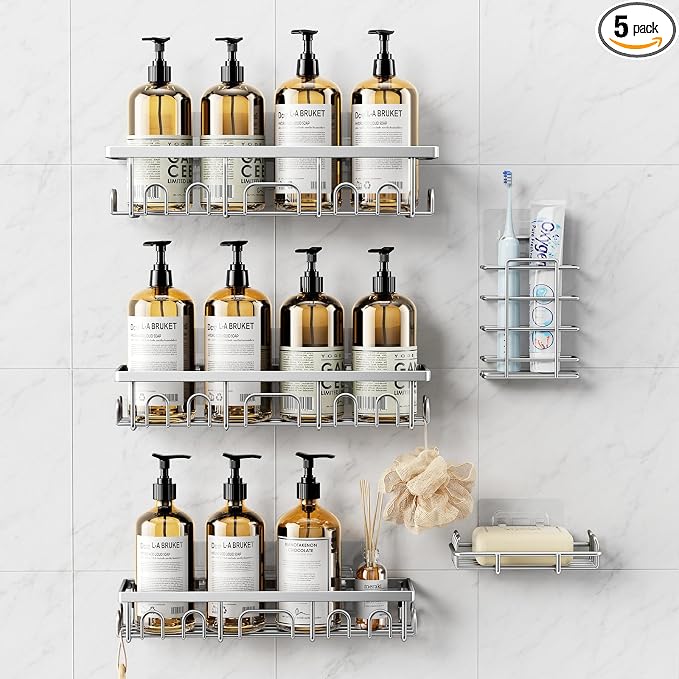 Shower Caddy, 5 Pack Shower Shelves by Deyhoc