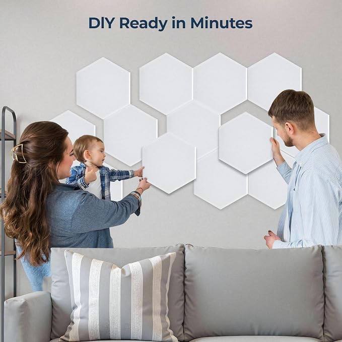 18 Pack Hexagon Acoustic Panels, Self-Adhesive Acoustic Wall Panels - Image 4
