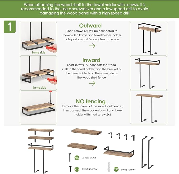 Towel Racks for Bathroom-Wall Mounted Floating Shelves for Wall Bathroom - Image 7