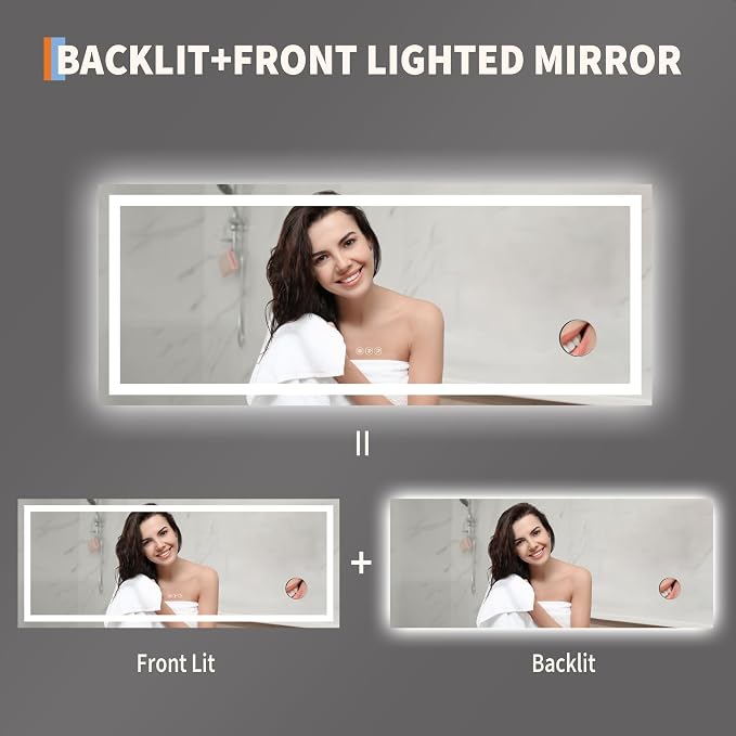 GarveeHome 60x24 LED Bathroom Mirror - Image 3