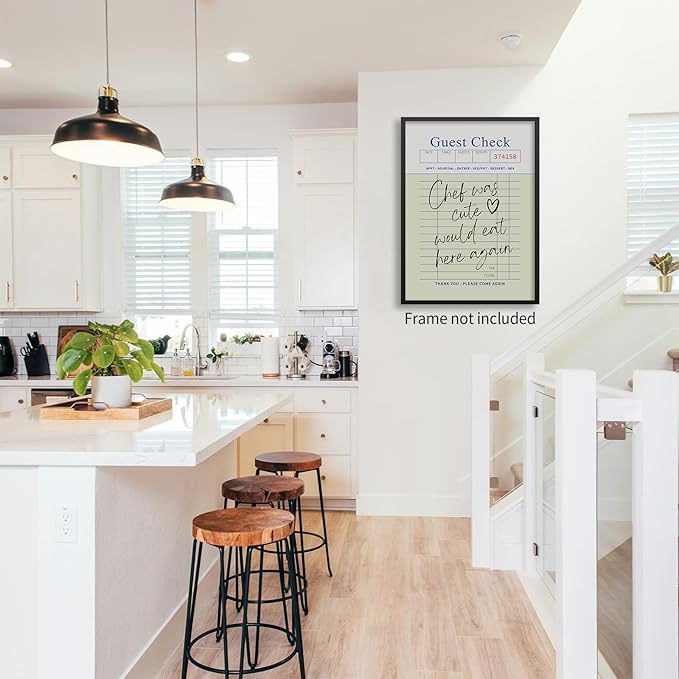 PDFI Trendy Kitchen Wall Art Guest Check Prints Chef Was Cute Would Eat Here - Image 4
