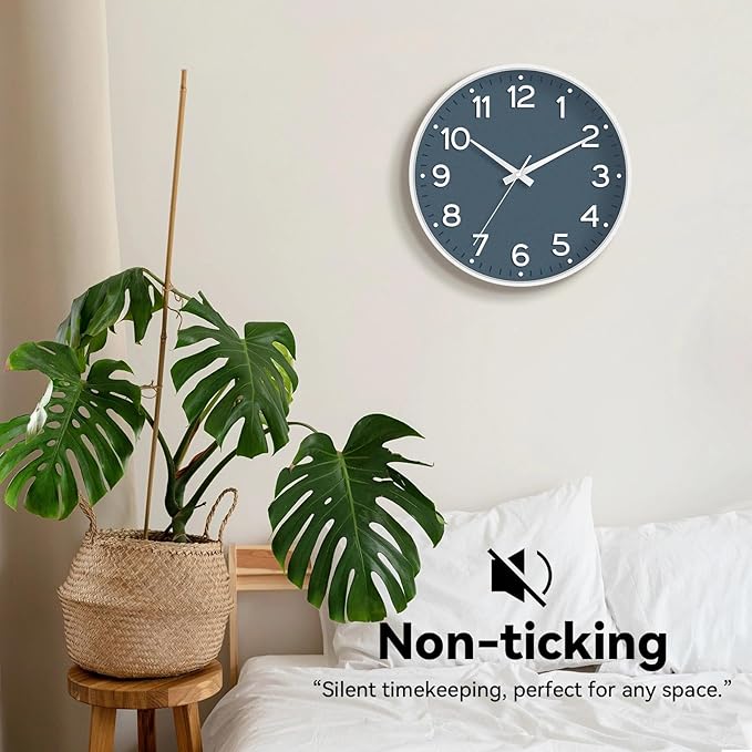 Roymnie Wall Clock 12 Inch Silent Wall Clocks Battery Operated- Modern Non - Image 4