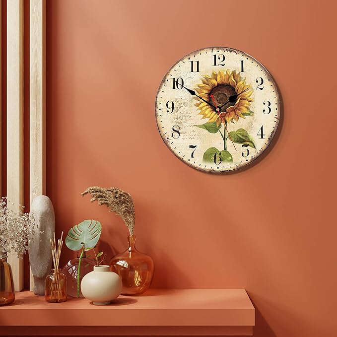 VIKMARI Sunflower Wall Clock Silent Non Ticking - Image 5
