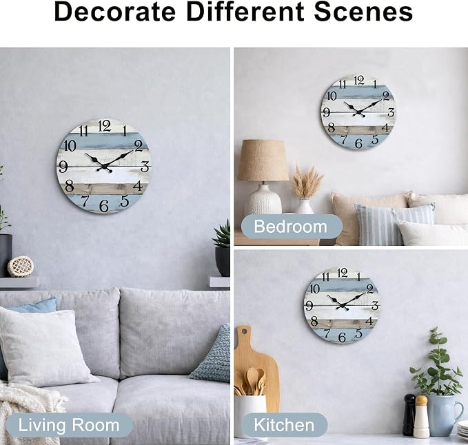 JoFomp 8 Inch Wooden Wall Clocks Battery Operated, Silent Wall Clock Non Ticking - Image 4