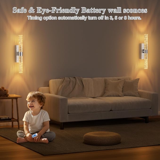 camuucci Battery Operated Wall Sconces Set of 2 Rechargeable Battery Powered - Image 7