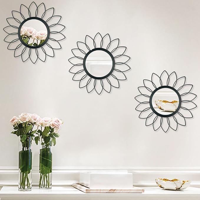 3 Pack Metal Mirrors for Wall Sunburst Wall Mirrors Home Décor Decorative - Image 5
