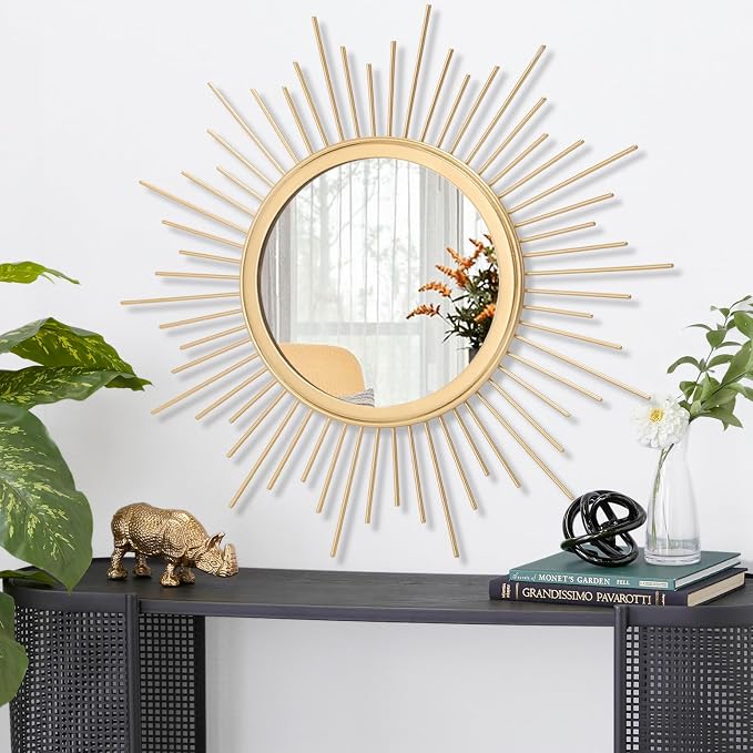 Gold Mirrors for Wall Metal Sunburst Wall Mirrors Home Décor Decorative Hanging - Image 2