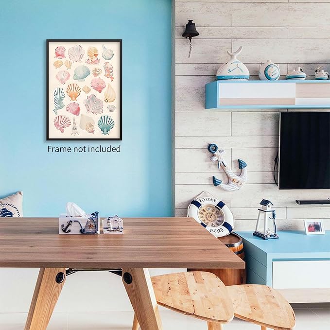 Pink Seashell Posters Coastal Cowgirl Canvas Wall Art Beach House Starfish - Image 3