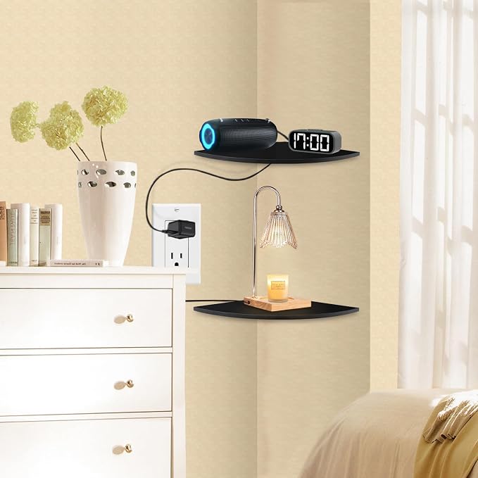 JJL Corner Shelf Wall Mounted, 12 Inch Wood Floating Corner Shelves - Image 2