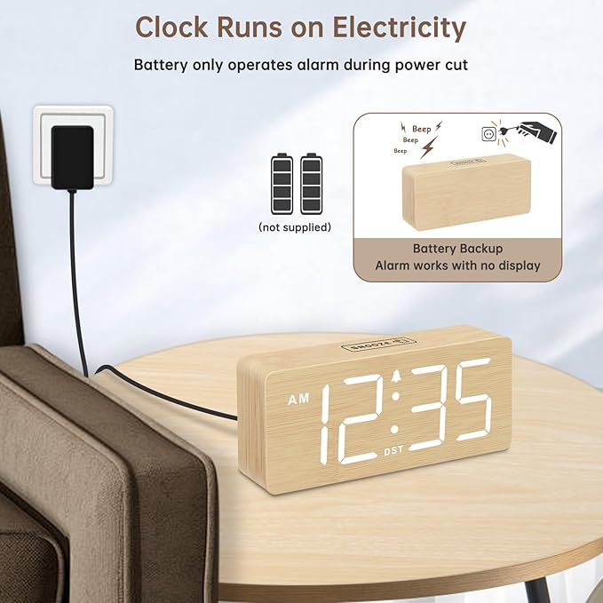DreamSky Wooden Digital Alarm Clock - Image 2