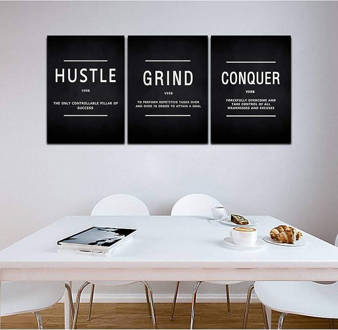KAWAHONE Grind Hustle Conquer Success Wall Art, Motivation Canvas Wall Decor - Image 8