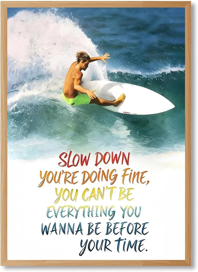 Qcrpnhy Vintage Surfing Poster 1990 Retro Surf Wall Art Inspirational Canvas by Unknown