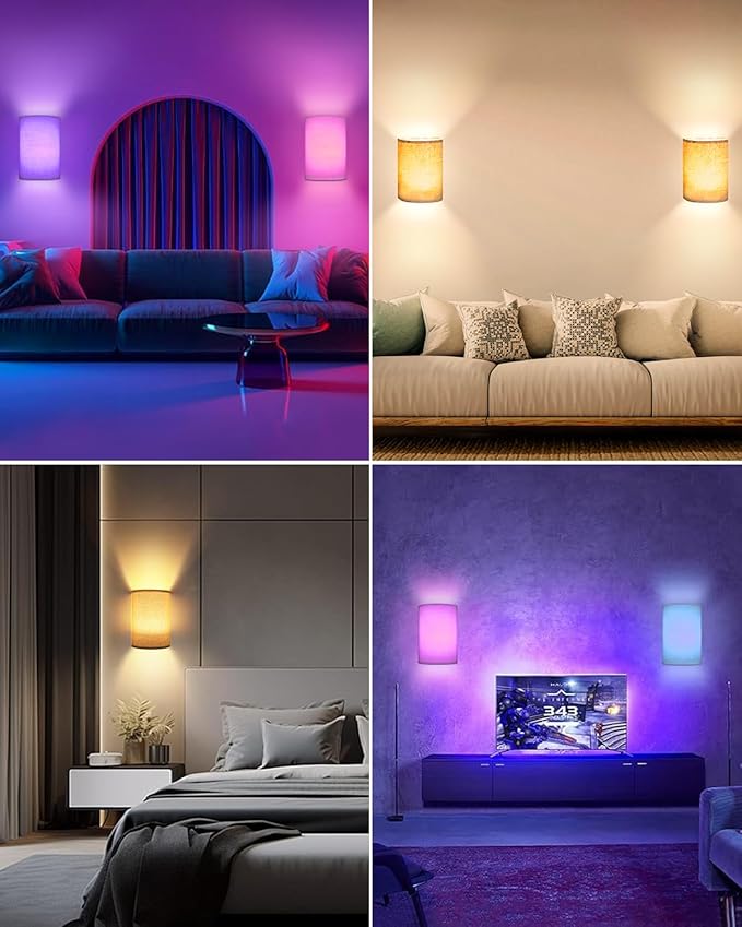 FINCMY Battery Operated Wall Sconces Set of Two, 18 RGB Colors Stick on Wall - Image 5