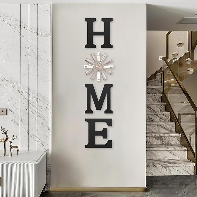 Farmhouse Home Signs with Windmill Clock Wall Decor Rustic Home Letters Wall Art - Image 4
