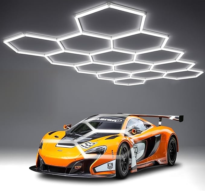 14-Hexagon LED Garage Light, 600W 60, 800LM Honeycomb Ceiling Light by Tiyahomey