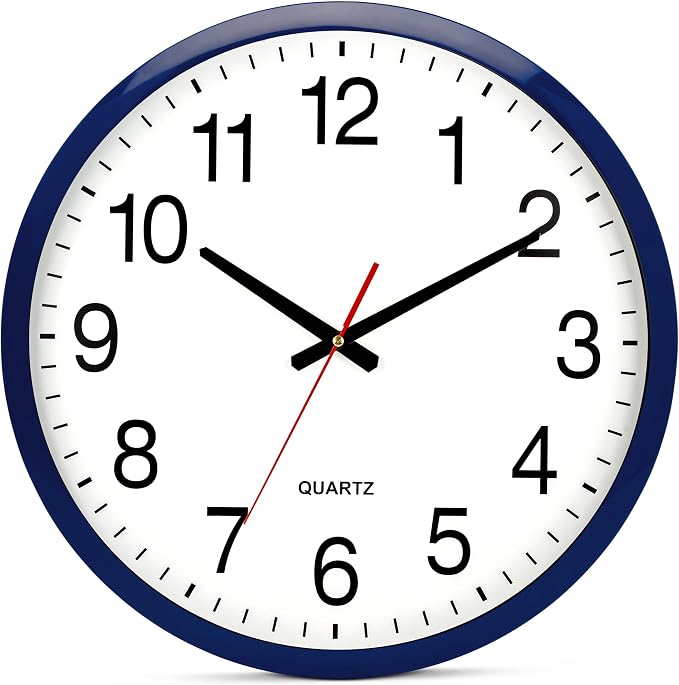 Bernhard Products Navy Wall Clock Silent Non Ticking by BernhardProducts