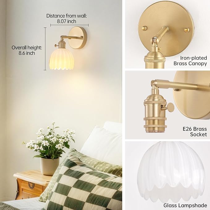 Shenmoyl Vintage Battery Operated Wall Sconce - Image 4