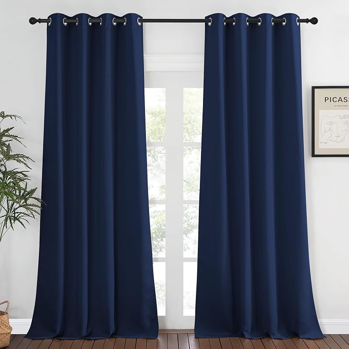 NICETOWN Blackout Navy Blue Curtains 120 inch Length by NICETOWN