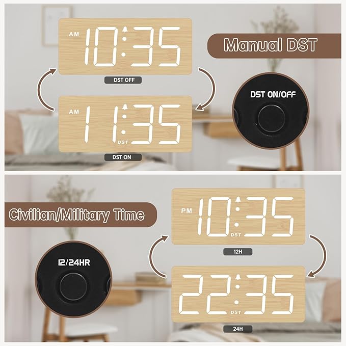 DreamSky Wooden Digital Alarm Clock - Image 5