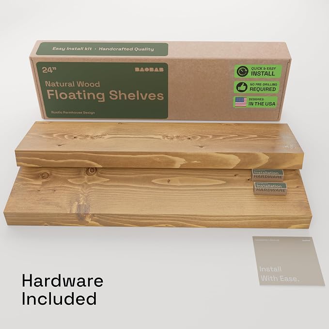 BAOBAB WORKSHOP Natural Wood Floating Shelves - Image 6