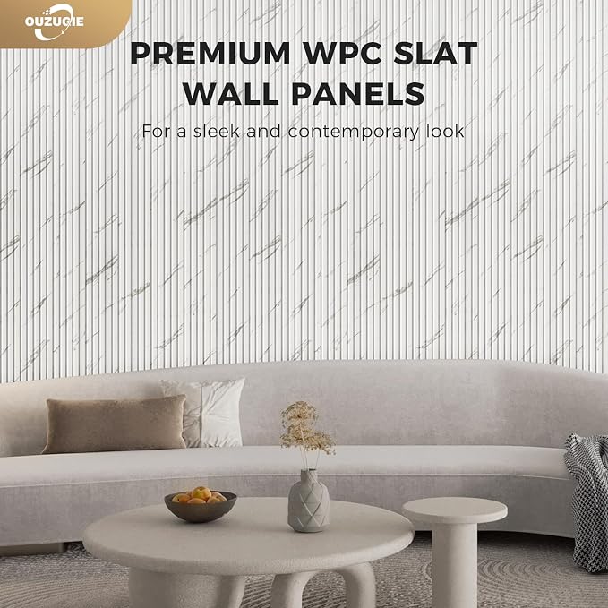 OUZUGIE WPC Acoustic Slat Wall Paneling, Living Room, TV Background, Study Room - Image 2