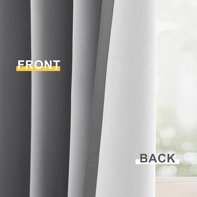 Yakamok 100% Blackout Curtain Panels 63 inches Cold and Light Blocking Drapes - Image 6