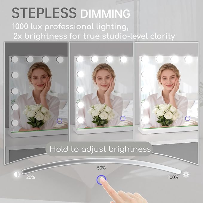 Hollywood Vanity Mirror with Lights, 3 Color Lights, 10x Magnification - Image 3