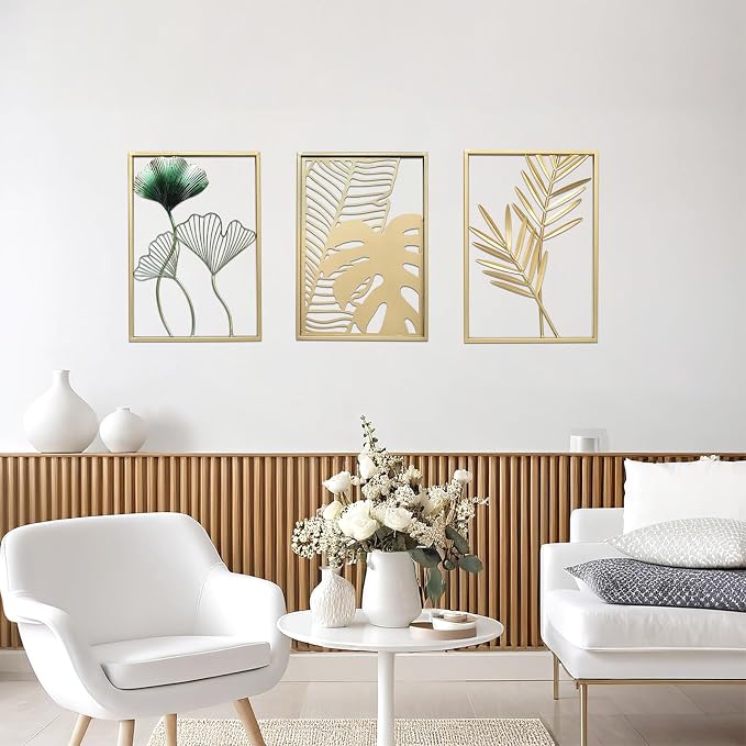 SwallowLiving Gold Wall Decor, 3 Pieces Metal Wall Art - Image 4