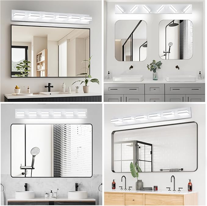 IZORRO LED Modern Bathroom Lights Fixtures, Matte White Acrylic Wall Lighting - Image 8