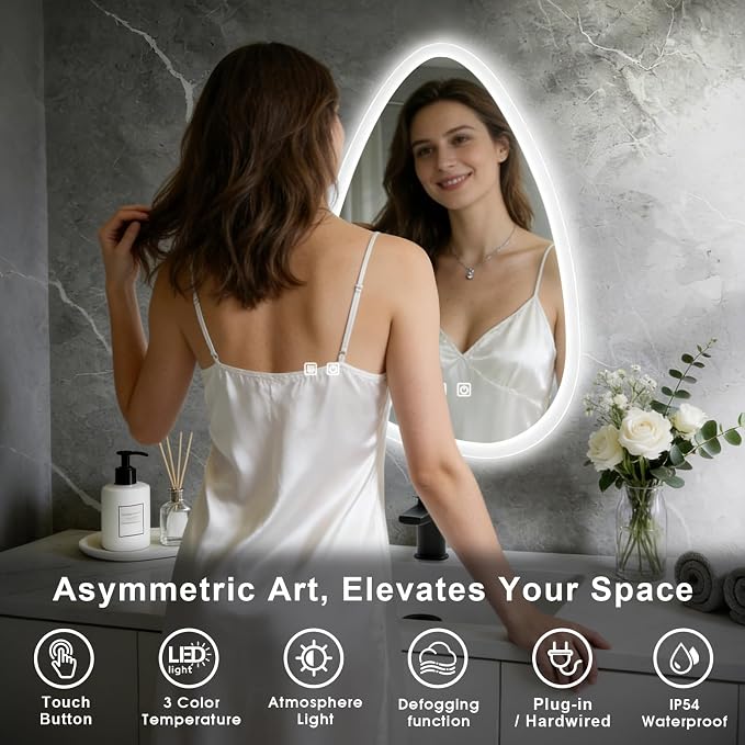 16x24 LED Bathroom Mirror with Lights Irregular, Lighted Bathroom Vanity Mirror - Image 7
