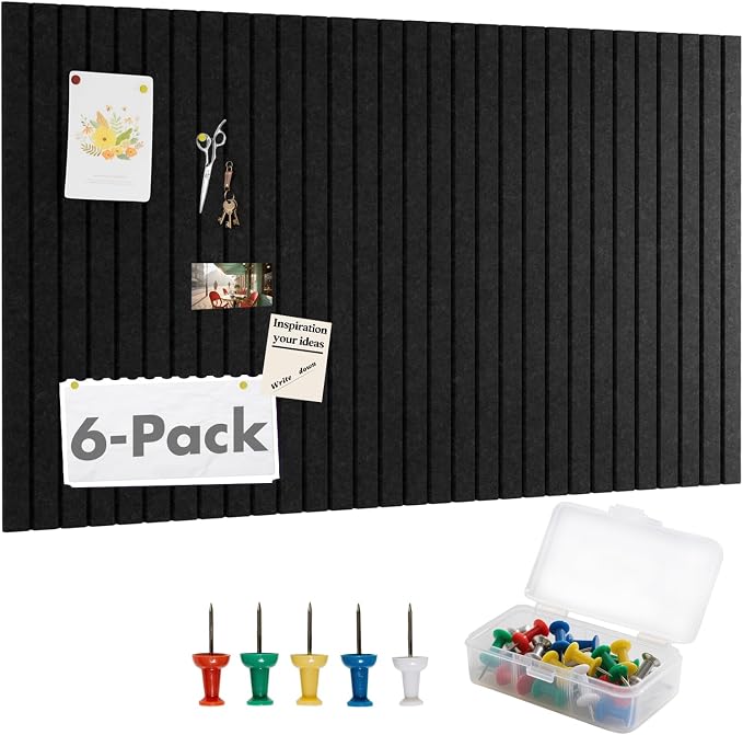 Cork Board Tiles for Wall with Push Pins, Removable 36" x 24" Slat Bulletin by Magrowill