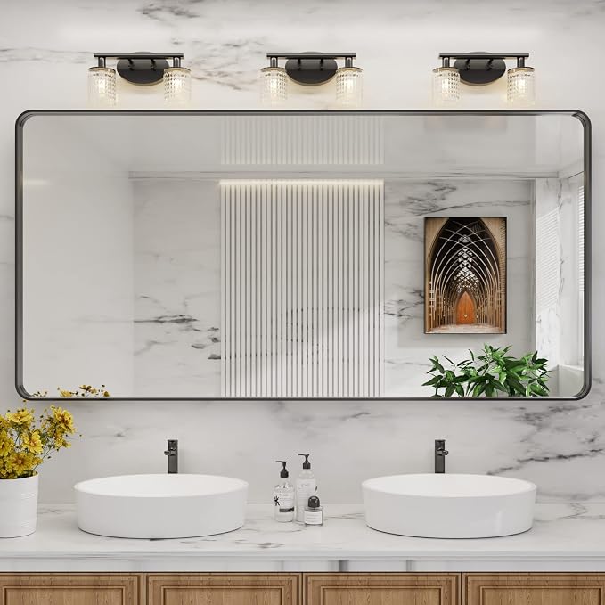 LOAAO 72X36 Inch Black Metal Framed Bathroom Mirror - Image 8