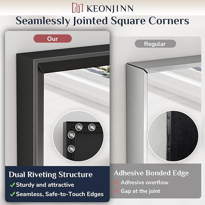 Keonjinn 40 x 30 Inch Black Bathroom Mirrors - Image 4