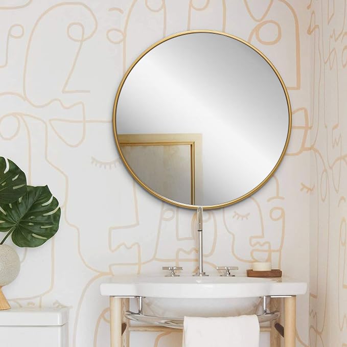 Gold Circle Wall Mirror 24 Inch Round Wall Mirror - Image 9