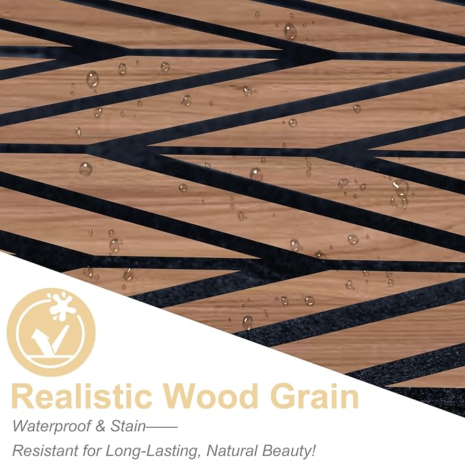Mollywell Acoustic Panels, PVC Wood-Grain Decor, 12x12 Inch Carved Pattern - Image 2
