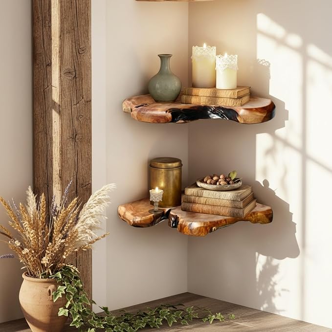 WELLAND Floating Corner Shelf Set of 2 Wall Mounted, 10.86 x 11.5 Inches - Image 4