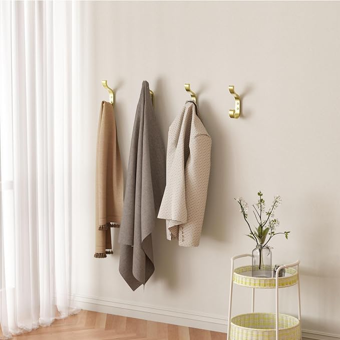 Gold Wall Hooks for Hanging Coats: Metal Mount - Image 4