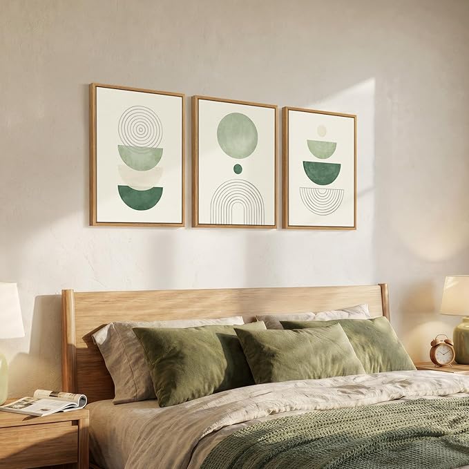 3 Piece Framed Minimalist Boho Canvas Wall Art by MXART