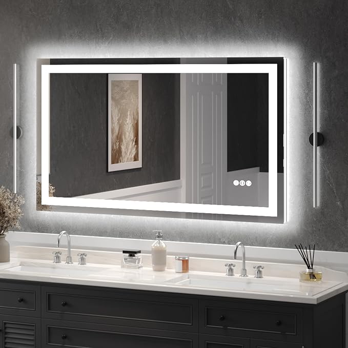 USHOWER LED Bathroom Mirror 55x30 Inch Tempered Glass by USHOWER