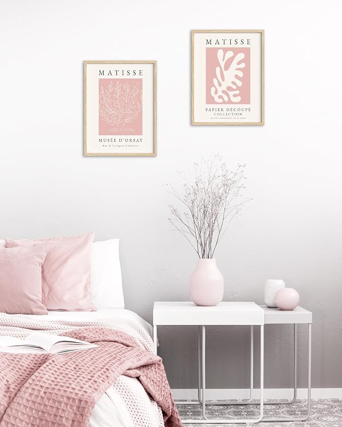 HesenDot Unframed Pink Wall Art Set of 3, 12x16in Matisse Canvas Prints - Image 7
