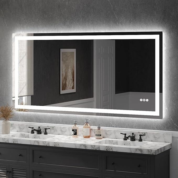 USHOWER LED Bathroom Mirror 72x36 Inch Tempered Glass by USHOWER