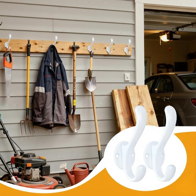 4 Pack Coat Hooks Wall Mount Heavy Duty Utility Retro Double Hooks - Image 9
