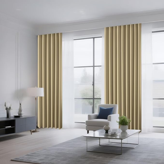 CUCRAF Beige Blackout Curtains 45 inch Length 2 Panels Set, Rod Pocket Room - Image 8