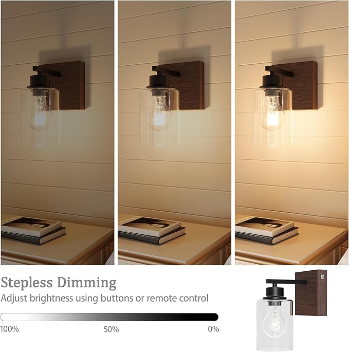 Battery Operated Wall Sconce Set of 2, Easy Install Dimmable Wireless Wall Lamps - Image 2