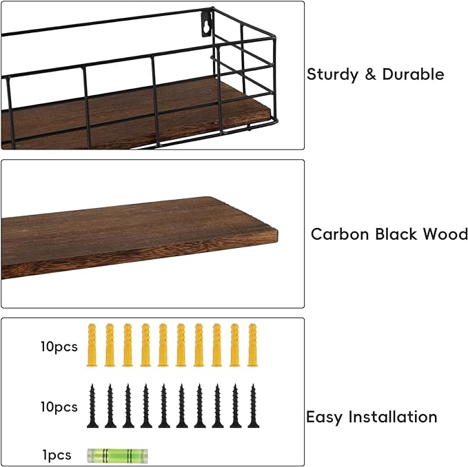 Fixwal Wall Shelves, 4 Sets of Hanging Floating Shelves, Wall Mounted Shelves - Image 4