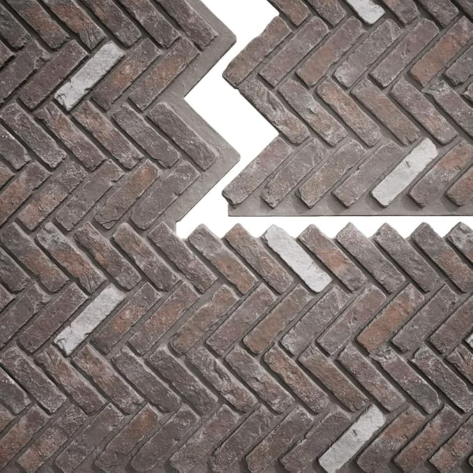 EverStone Herringbone Faux Brick Panel, 46 1/2"W x 25 1/4"H x 1"D, French - Image 9