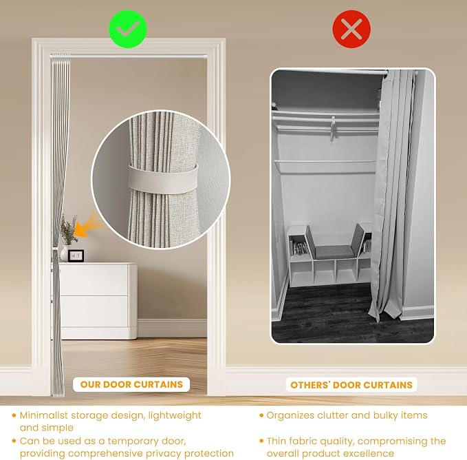 AJAZZ 100% Blackout Door Curtain Accordion Door Closet Curtain Invisible - Image 7