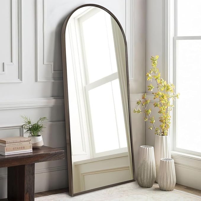 Large Arched Full Length Mirror, Arch Bathroom Wall Mirrors Metal Aluminum by HLFMVWE