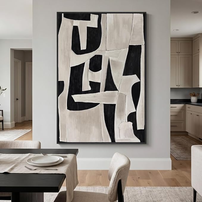 Extra Large Framed Black and White Abstract Wall Art - Image 4