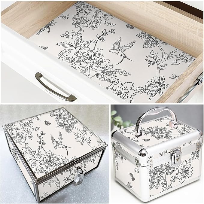 Froluya Black and Cream White Floral Wallpaper Peel and Stick Wallpaper - Image 9